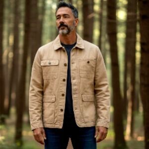 Indesore Mens New w/Tags Rugged Elements Twill Snap Jacket - Tan - Size Medium